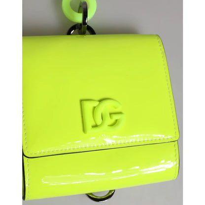 Dolce and Gabbana Yellow Green Bifold Leather Cardholder Luxury Style &