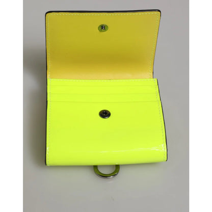 Dolce and Gabbana Yellow Green Bifold Leather Cardholder Luxury Style &