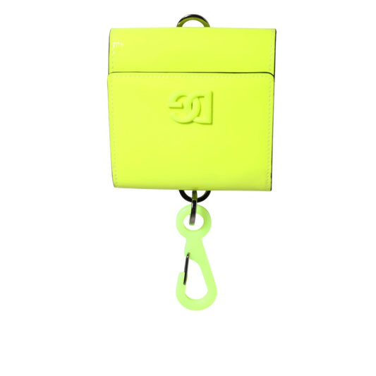 Dolce and Gabbana Yellow Green Bifold Leather Cardholder Luxury Style &
