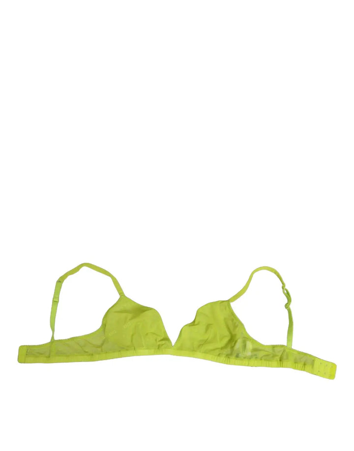 Dolce &amp; Gabbana Yellow Green Nylon Soft Cup Brassiere Underwear