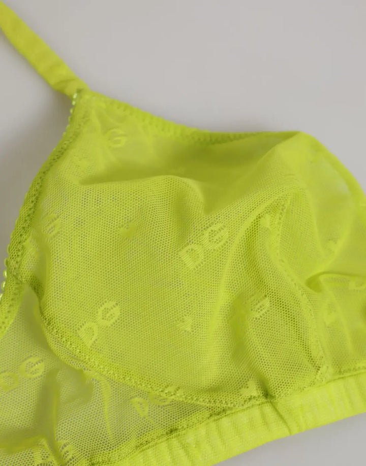 Dolce &amp; Gabbana Yellow Green Nylon Soft Cup Brassiere Underwear