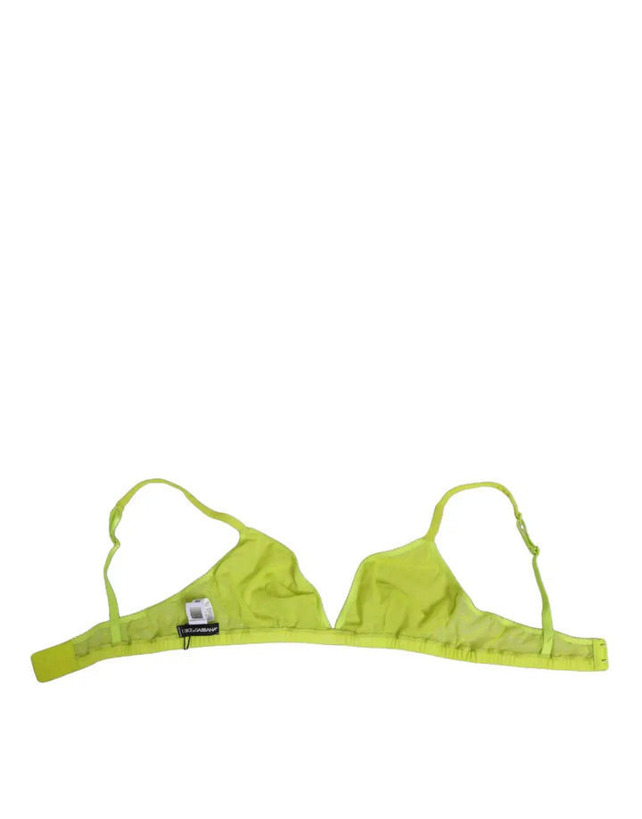 Dolce &amp; Gabbana Yellow Green Nylon Soft Cup Brassiere Underwear