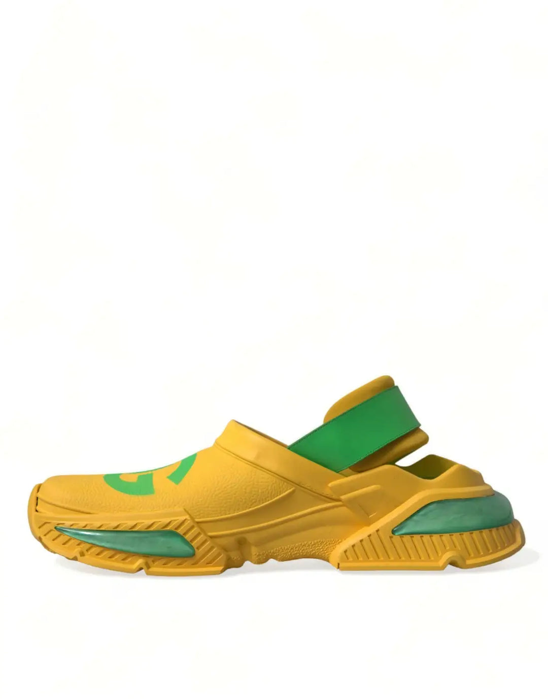 Dolce &amp; Gabbana Yellow Green Rubber Clogs Men Slippers Shoes