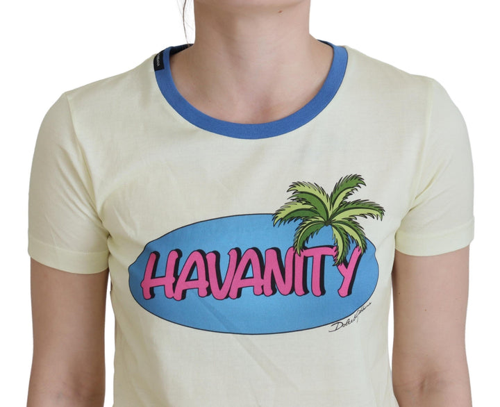 Dolce &amp; Gabbana - Yellow Havanity Round Neck Tee Cotton T-shirt