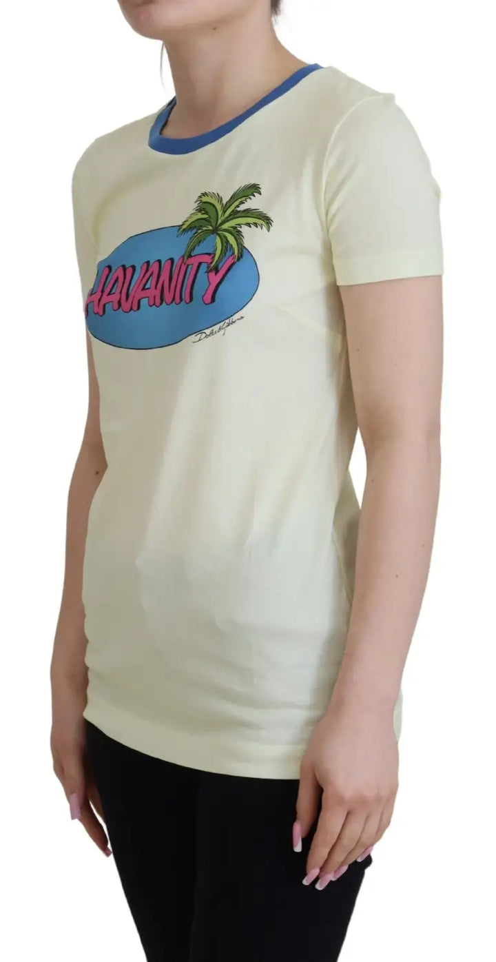 Dolce &amp; Gabbana Yellow Havanity Round Neck Tee Cotton T-shirt