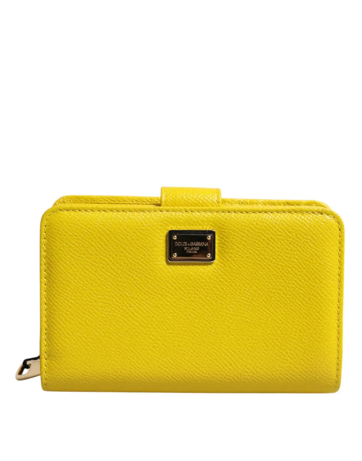 Dolce &amp; Gabbana Yellow Leather Bifold Continental Clutch Wallet