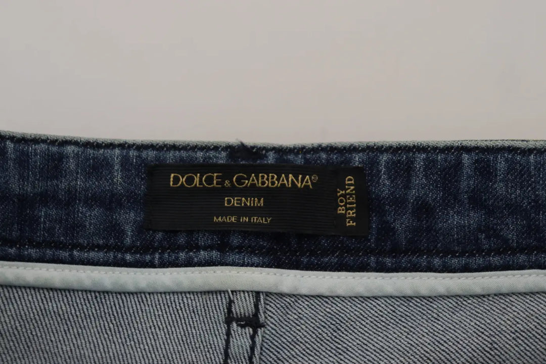 Dolce &amp; Gabbana Yellow Leopard Cotton Straight Denim Jeans