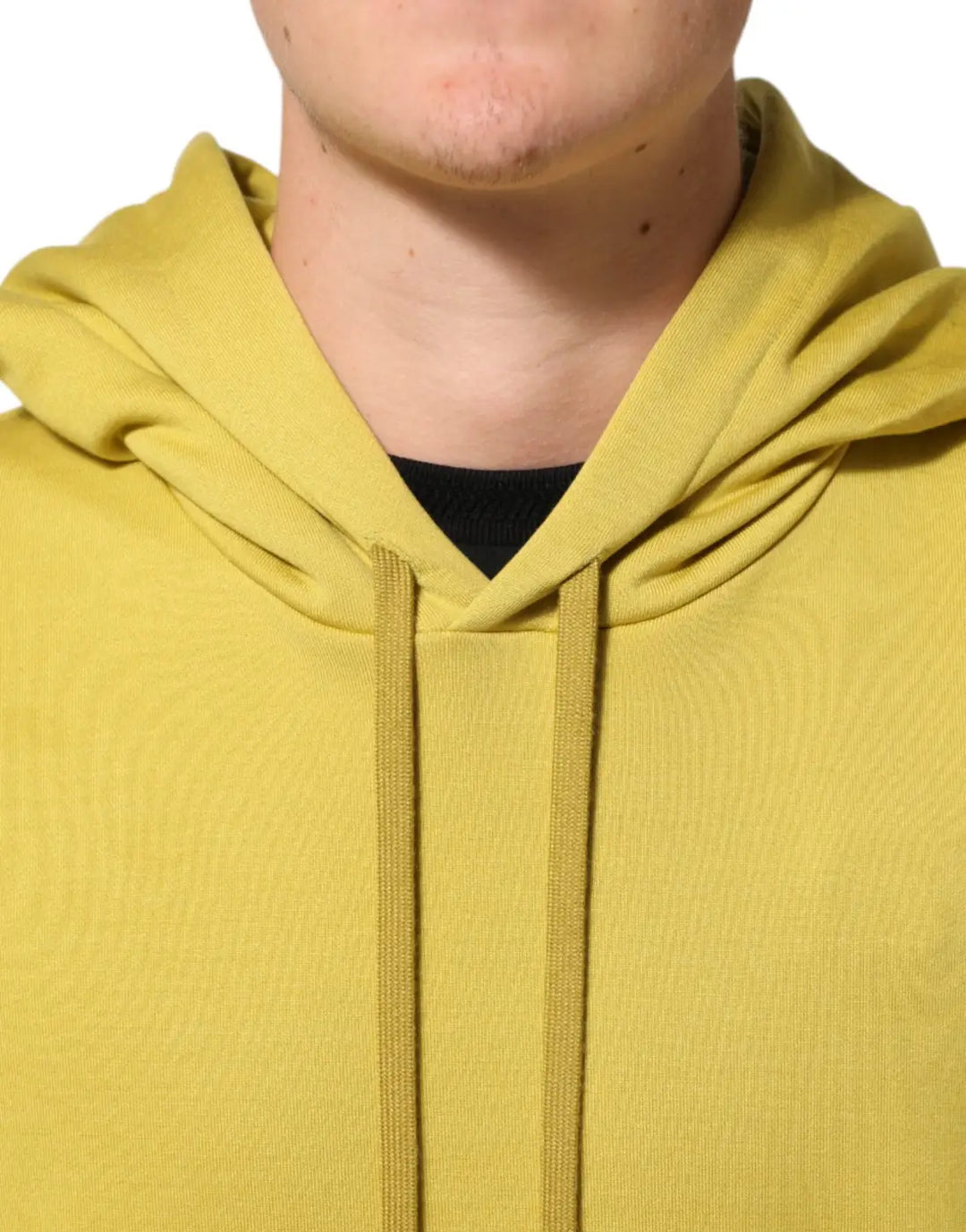 Dolce &amp; Gabbana Yellow Logo Cotton Hooded Sweatshirt Sweater