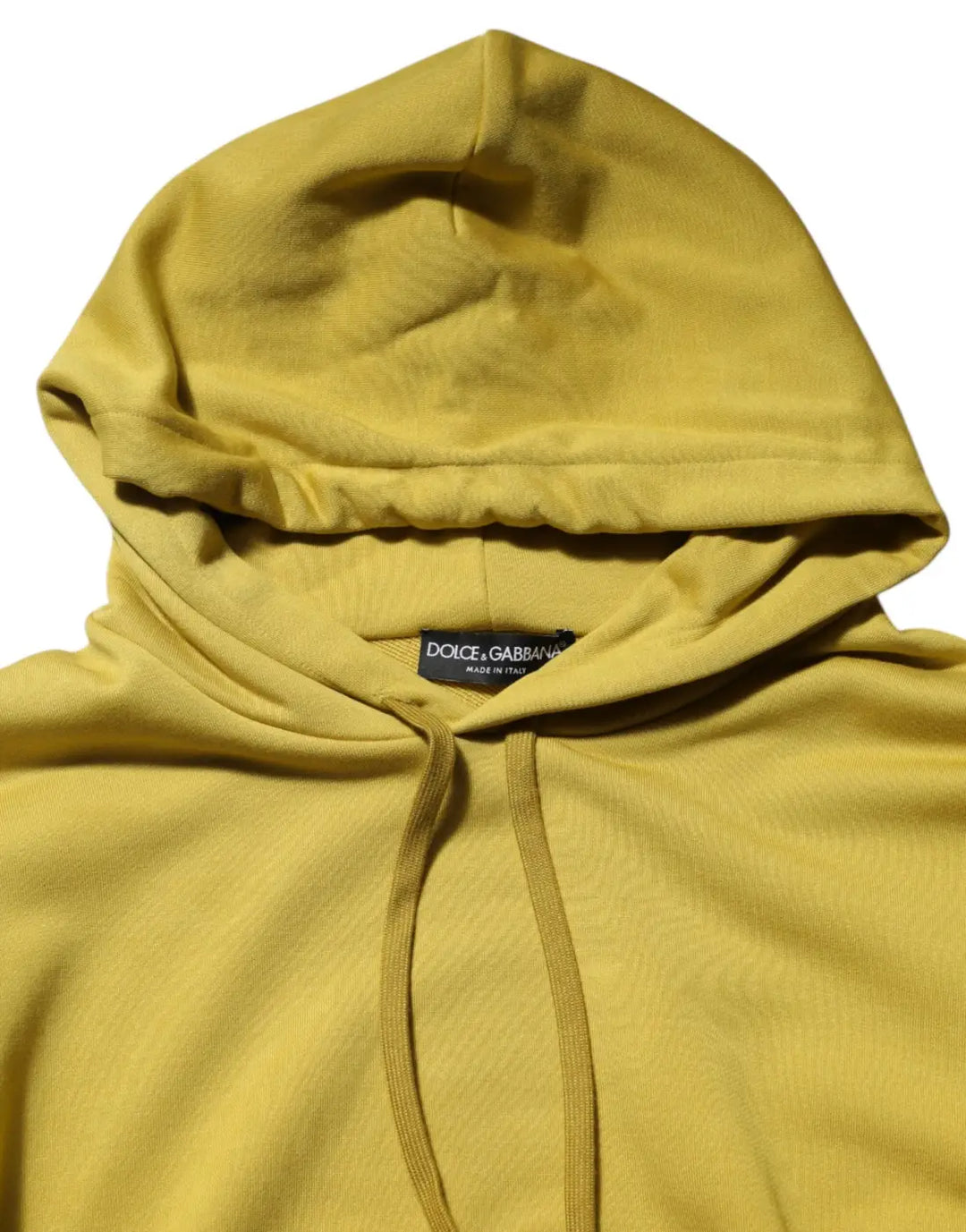 Dolce &amp; Gabbana Yellow Logo Cotton Hooded Sweatshirt Sweater