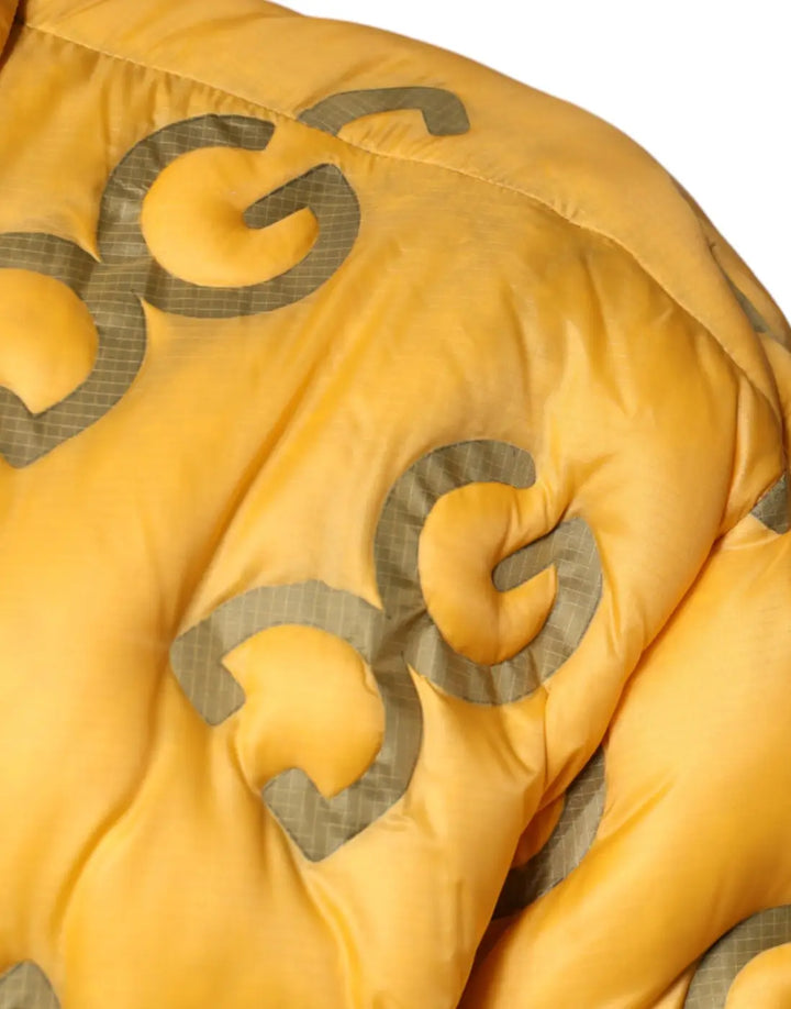 Dolce &amp; Gabbana Yellow Logo Padded Buttoned Blouson Jacket