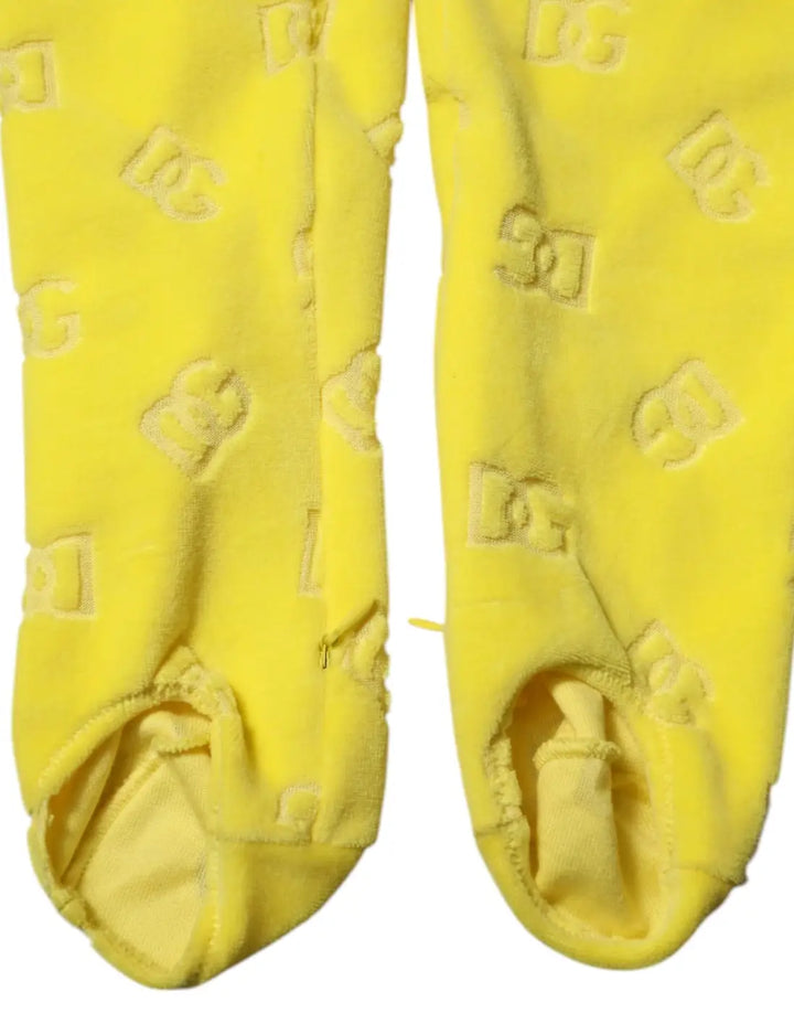 Dolce &amp; Gabbana Yellow Logo Slim Fit Leggings Pants