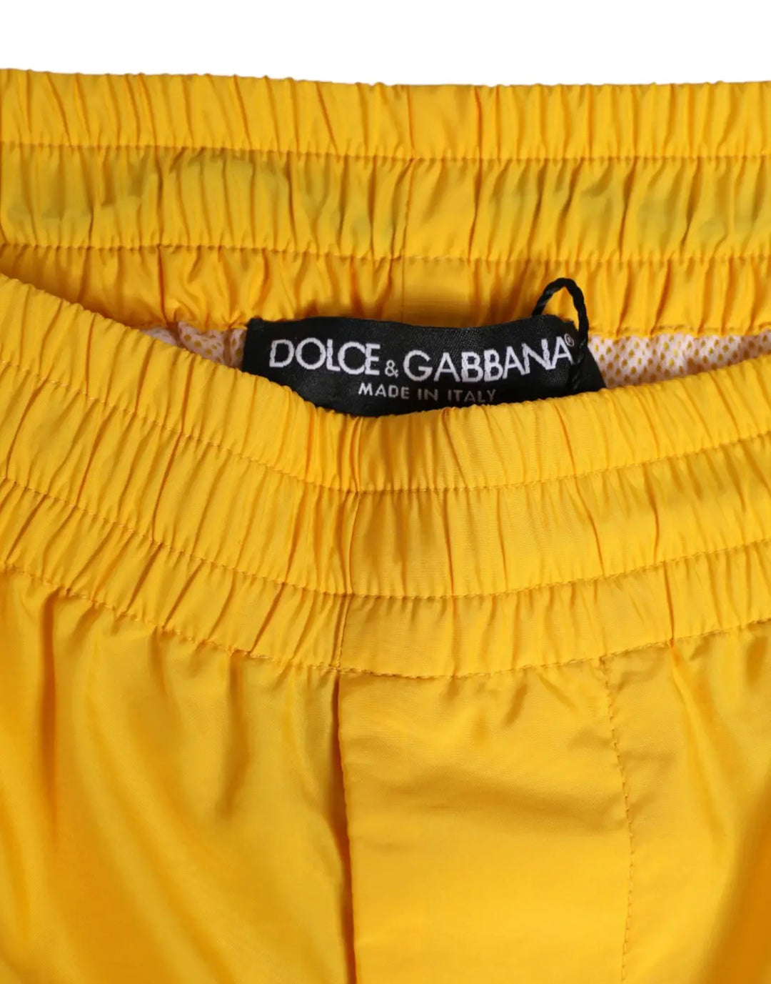Dolce &amp; Gabbana Yellow Nylon Logo Plaque Boxer Shorts Swimwear