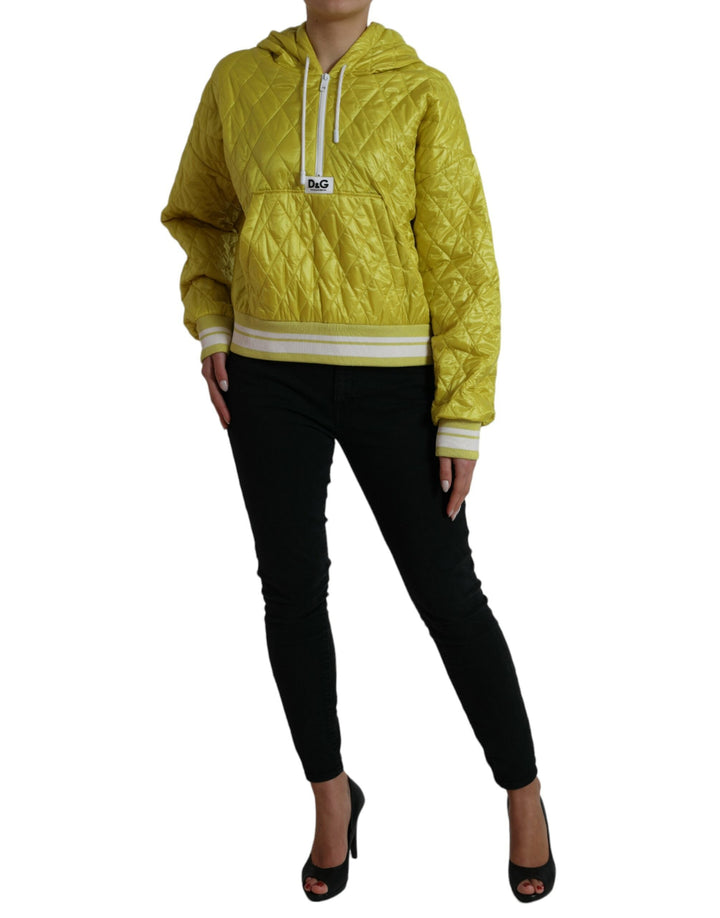 Dolce &amp; Gabbana Bomber Jackets - Yellow Nylon Quilted Hooded Pullover Jacket