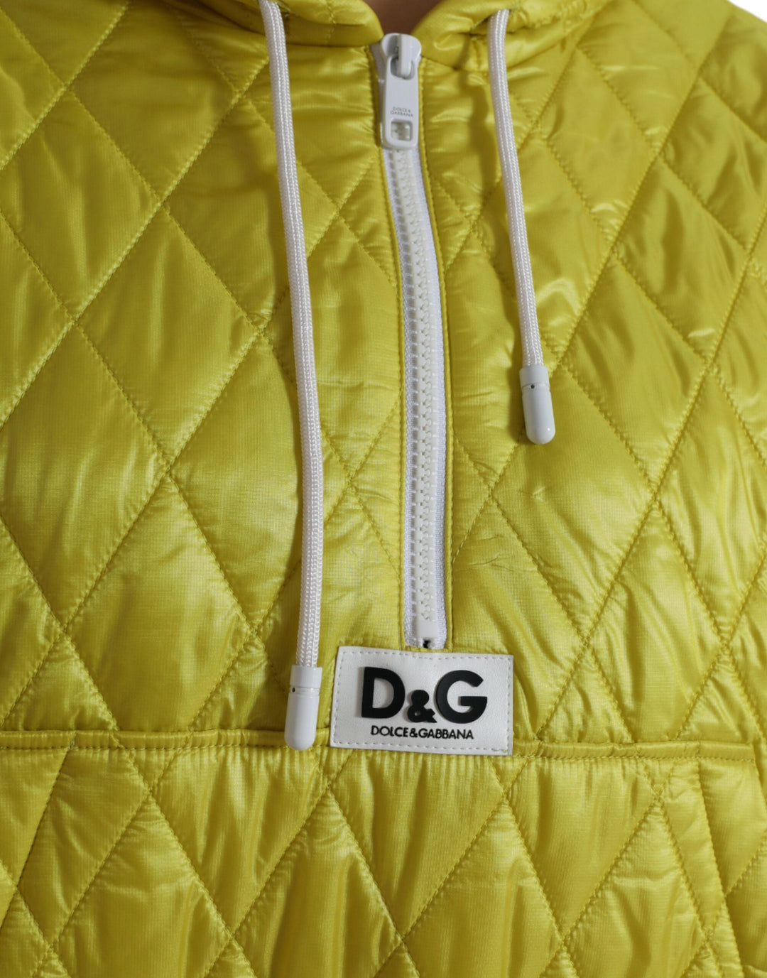 Dolce &amp; Gabbana Bomber Jackets - Yellow Nylon Quilted Hooded Pullover Jacket