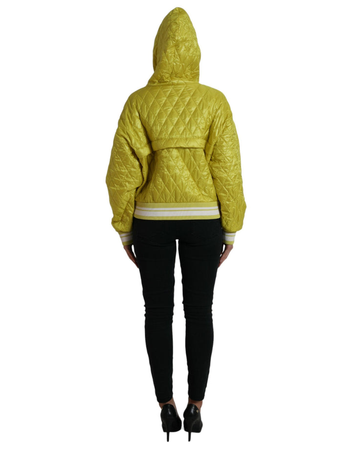 Dolce &amp; Gabbana Bomber Jackets - Yellow Nylon Quilted Hooded Pullover Jacket