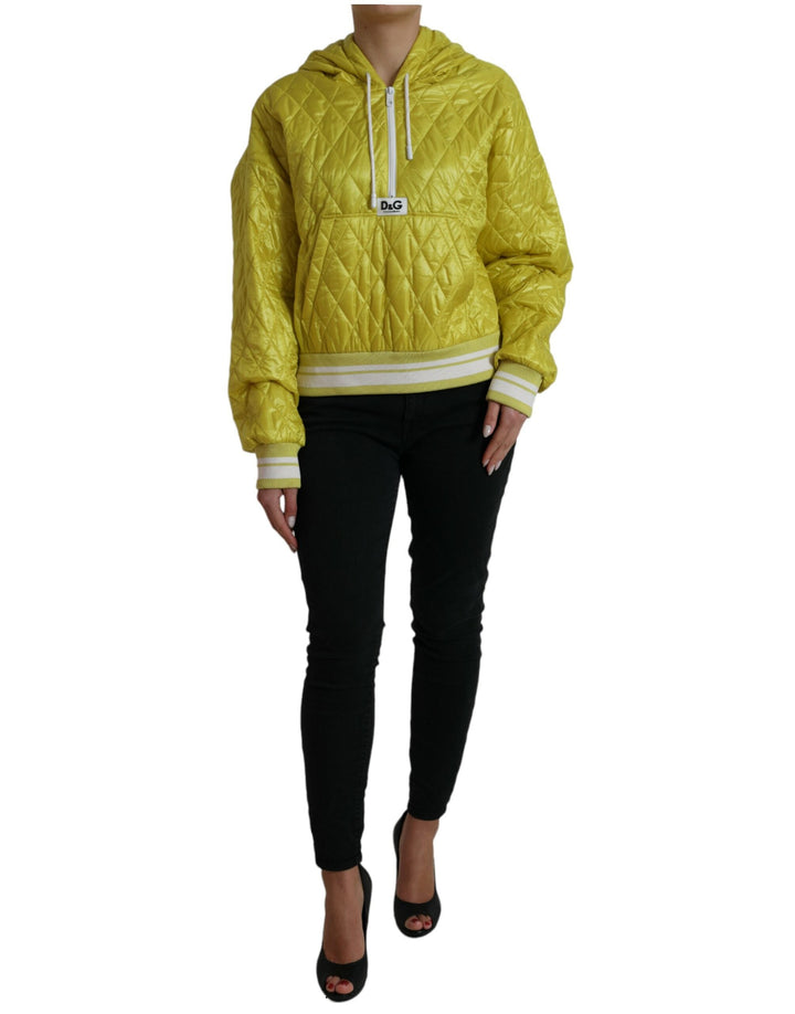 Dolce &amp; Gabbana Bomber Jackets - Yellow Nylon Quilted Hooded Pullover Jacket