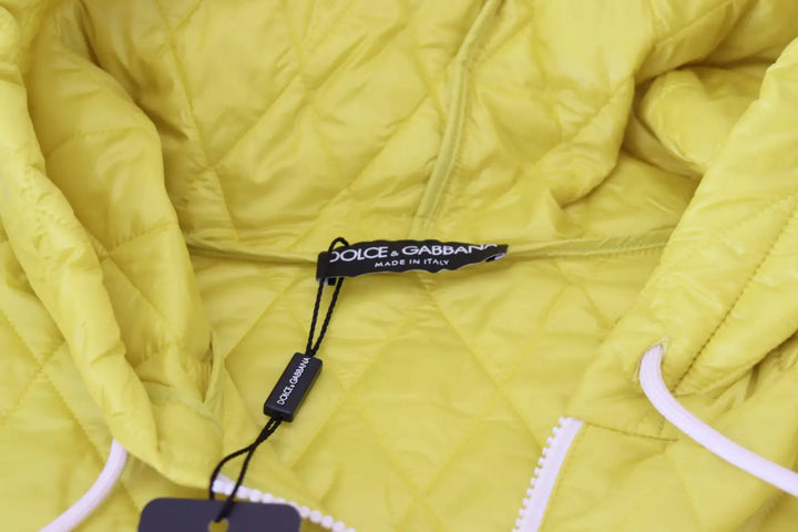 Dolce &amp; Gabbana Yellow Nylon Quilted Hooded Pullover Jacket