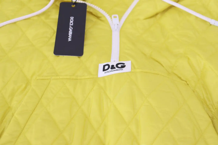 Dolce &amp; Gabbana Yellow Nylon Quilted Hooded Pullover Jacket