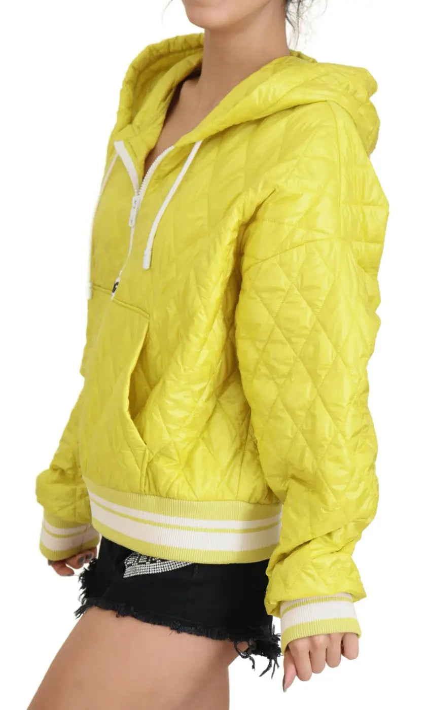 Dolce &amp; Gabbana Yellow Nylon Quilted Hooded Pullover Jacket