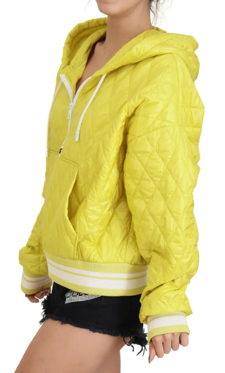 Dolce &amp; Gabbana Yellow Nylon Quilted Hooded Pullover Jacket