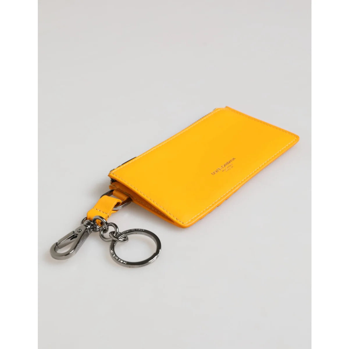 Dolce & Gabbana Yellow Orange Leather Credit Card Holder Wallet