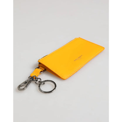 Dolce & Gabbana Yellow Orange Leather Credit Card Holder Wallet