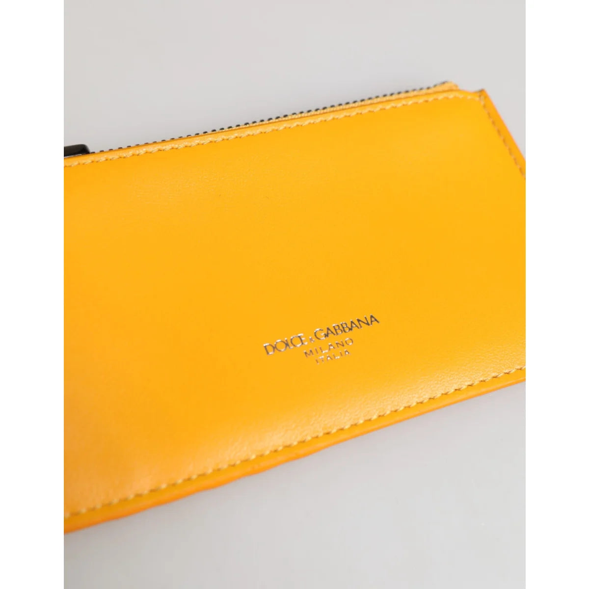 Dolce & Gabbana Yellow Orange Leather Credit Card Holder Wallet