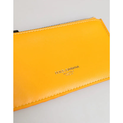 Dolce & Gabbana Yellow Orange Leather Credit Card Holder Wallet