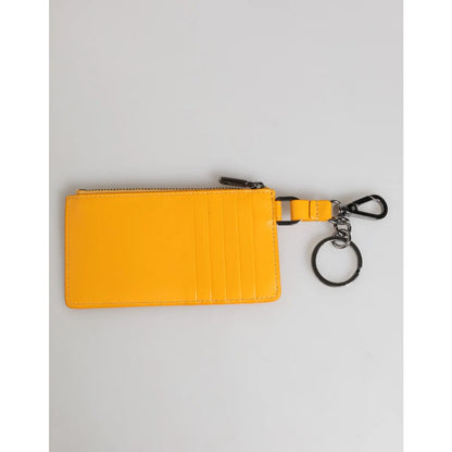 Dolce & Gabbana Yellow Orange Leather Credit Card Holder Wallet