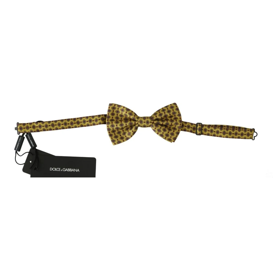 Dolce & Gabbana Yellow Pattern Silk Adjustable Neck Tie