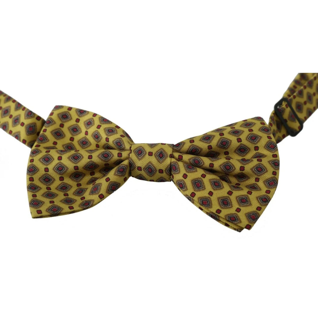 Dolce & Gabbana Yellow Pattern Silk Adjustable Neck Tie