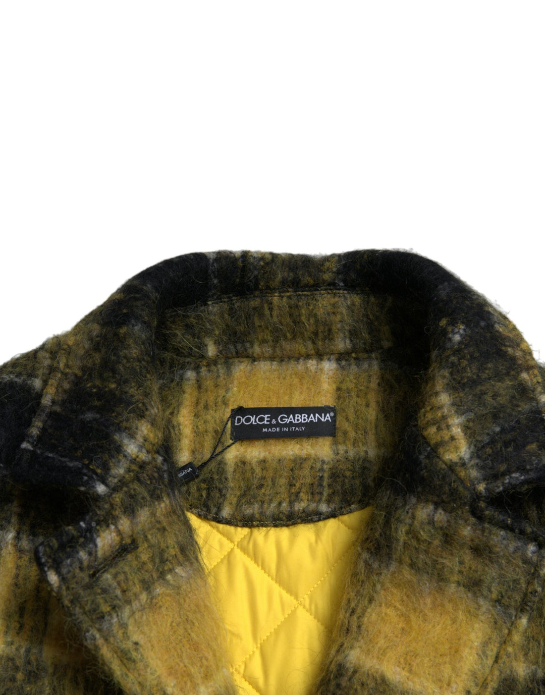 Dolce &amp; Gabbana Trench Coats - Yellow Plaid Long Sleeve Casual Coat Jacket