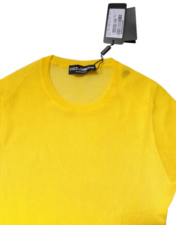 Dolce &amp; Gabbana Yellow Polyester Women Pullover Top Sweater