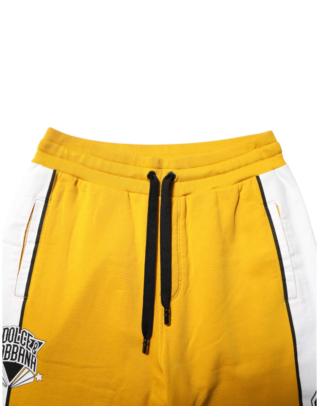 Dolce &amp; Gabbana Yellow Print Cotton Drawstring Jogger Pants