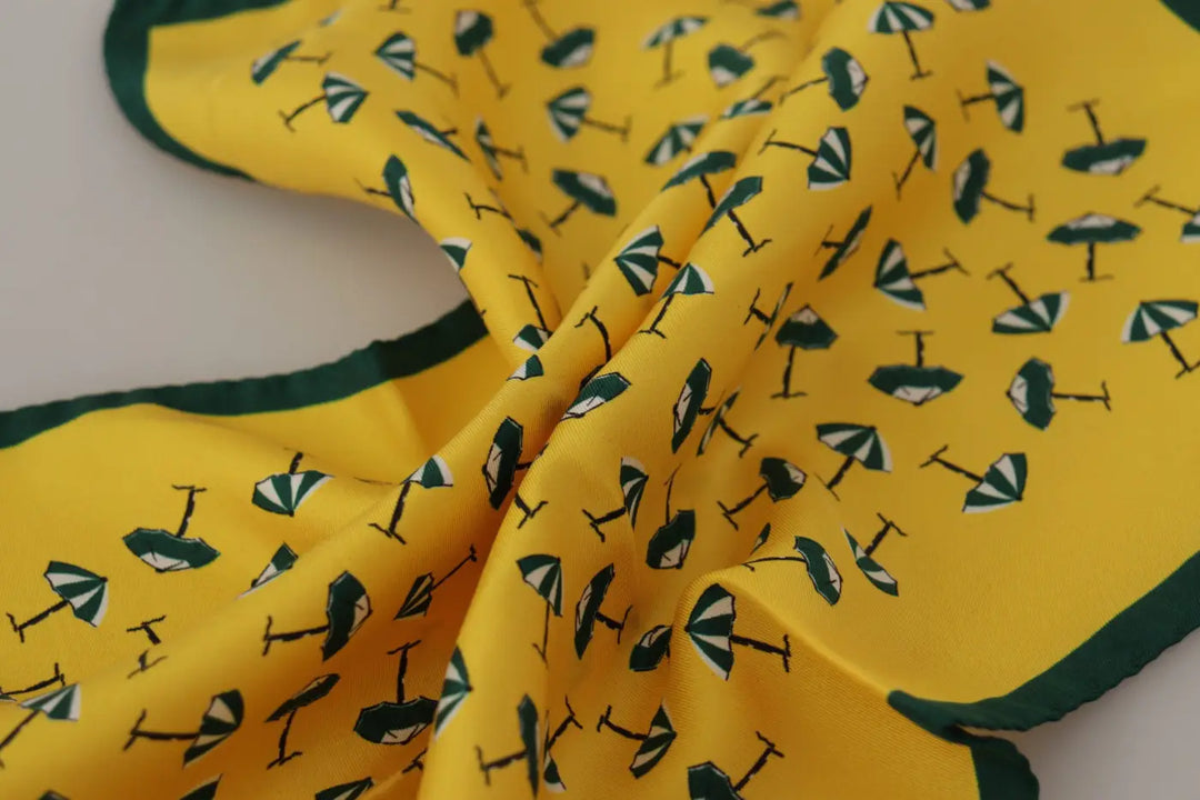 Dolce &amp; Gabbana Yellow Printed DG Logo Square Mens Handkerchief Scarf