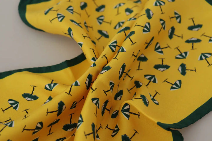 Dolce &amp; Gabbana Yellow Printed DG Logo Square Mens Handkerchief Scarf