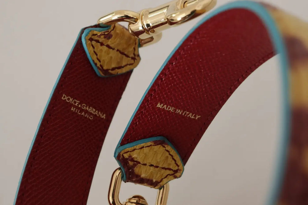 Dolce & Gabbana - Yellow Red Leather Gold Tone Shoulder Strap
