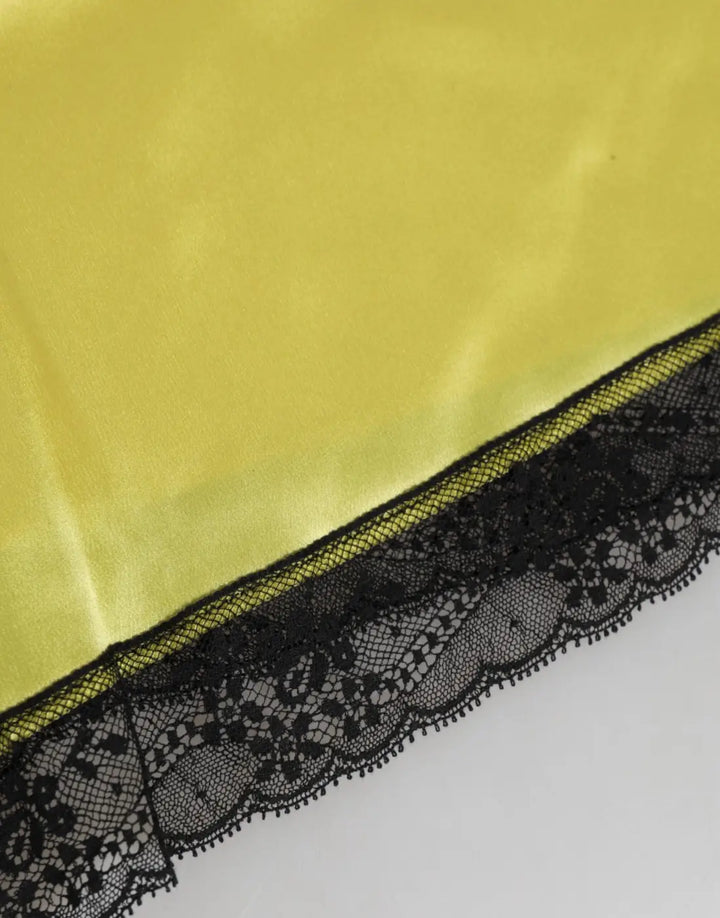 Dolce &amp; Gabbana Yellow Satin Silk Mid Waist Underwear Shorts