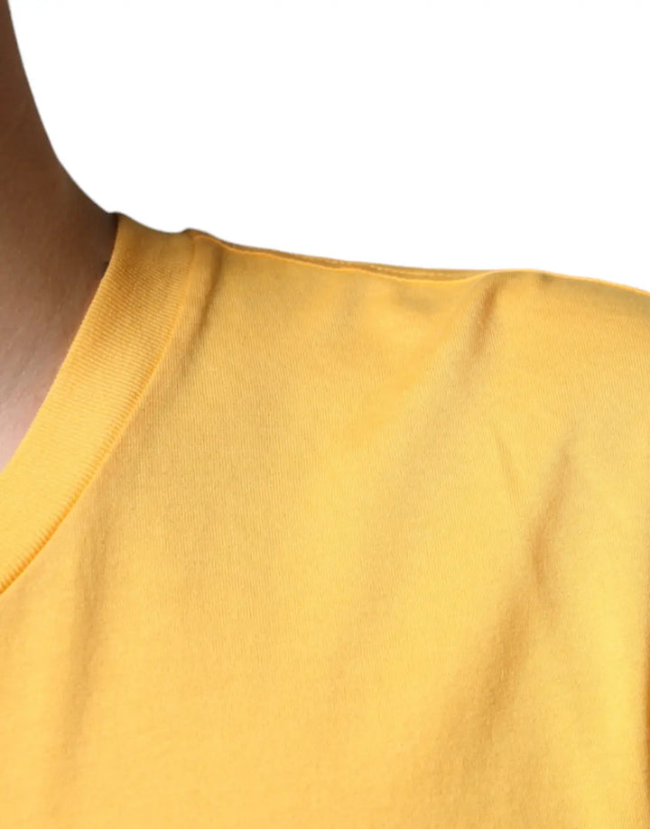 Dolce &amp; Gabbana Yellow Secret Graden Floral Cotton Crew Neck T-shirt