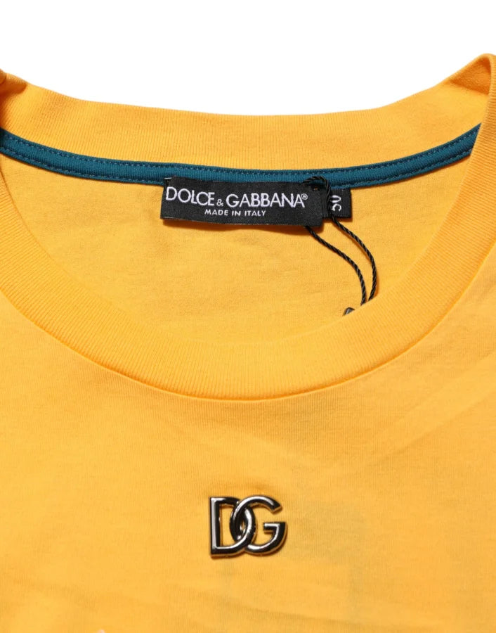 Dolce & Gabbana Yellow Secret Graden Floral Cotton CrewNeck T-shirt