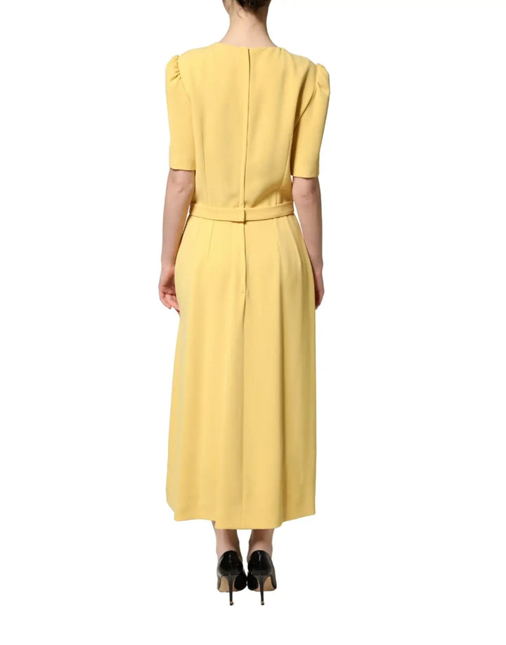 Dolce &amp; Gabbana Yellow Short-Sleeved Crew Neck Midi Dress