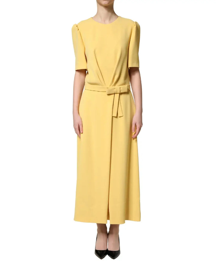 Dolce &amp; Gabbana Yellow Short-Sleeved Crew Neck Midi Dress