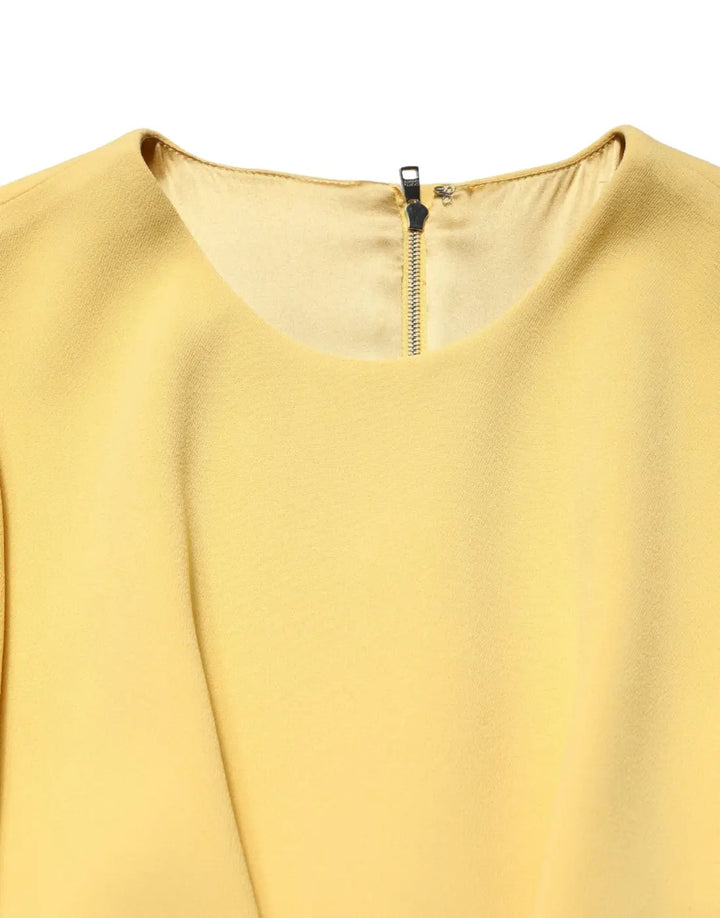 Dolce &amp; Gabbana Yellow Short-Sleeved Crew Neck Midi Dress