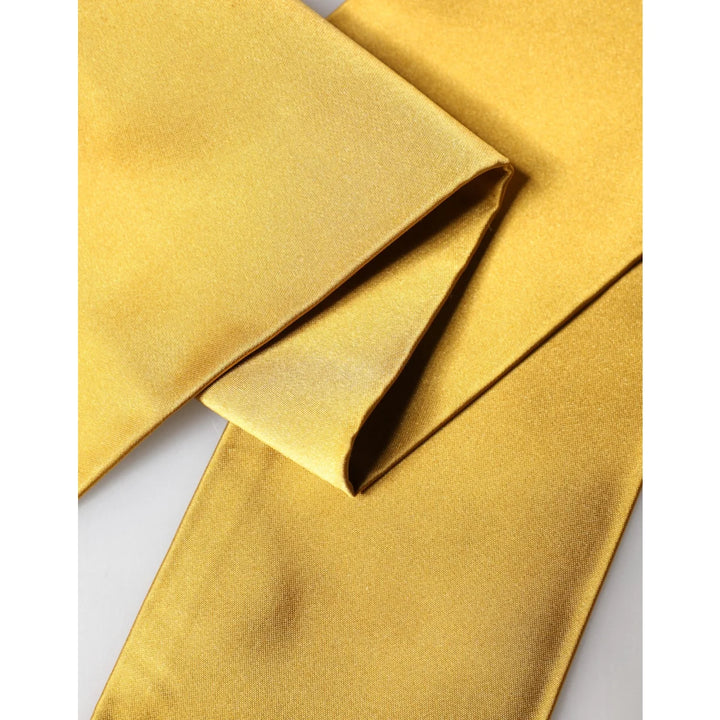 Dolce & Gabbana Yellow Silk Fringes Neck Wrap Foulard Scarf