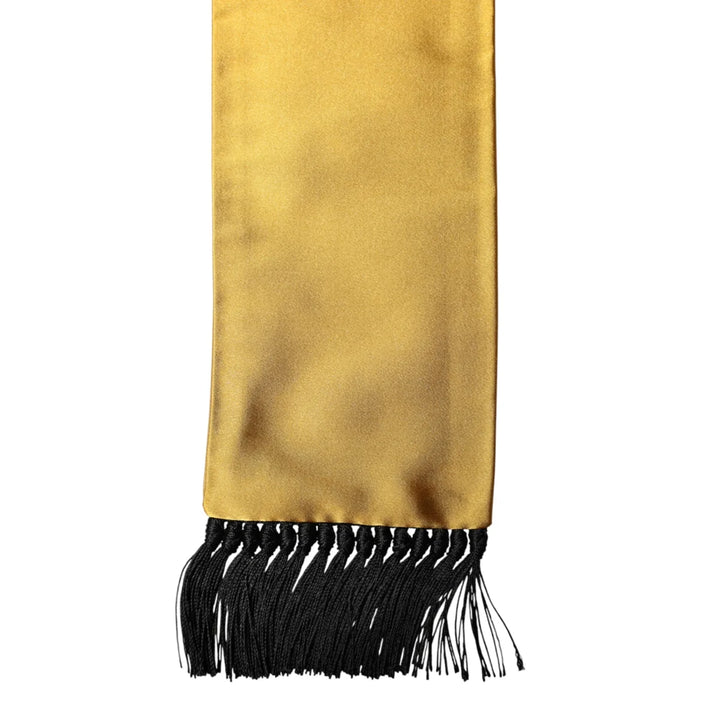 Dolce & Gabbana Yellow Silk Fringes Neck Wrap Foulard Scarf