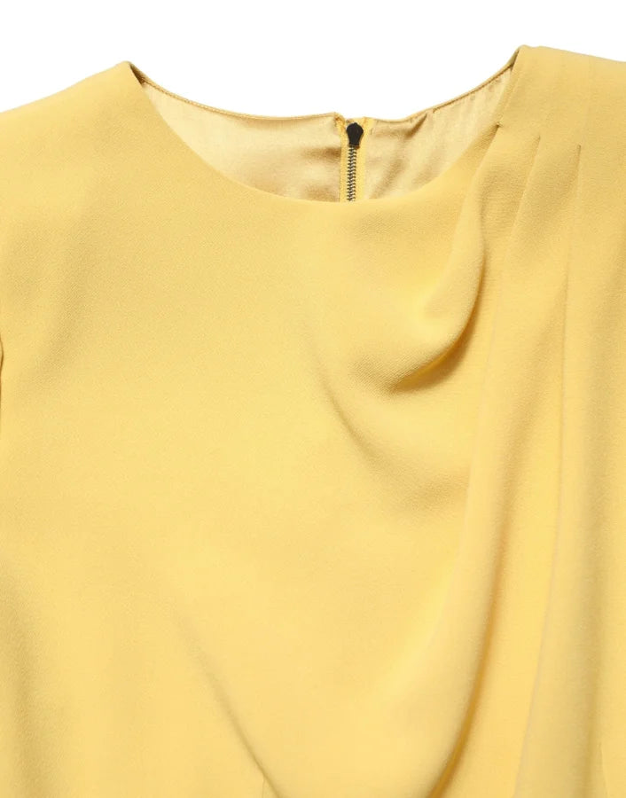 Dolce &amp; Gabbana Yellow Silk Long Sleeves Sheath Midi Dress