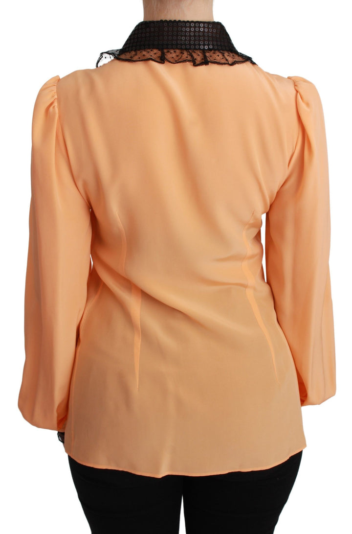 Dolce &amp; Gabbana Blouses - Women’s Yellow Silk Sequin Lace Blouse Shirt