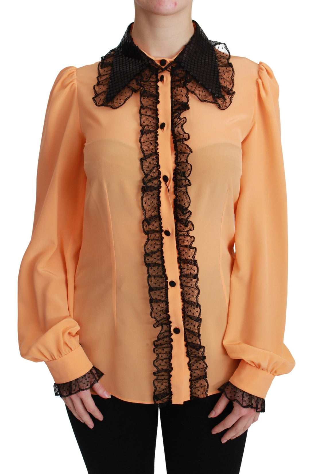 Dolce &amp; Gabbana Blouses - Women’s Yellow Silk Sequin Lace Blouse Shirt