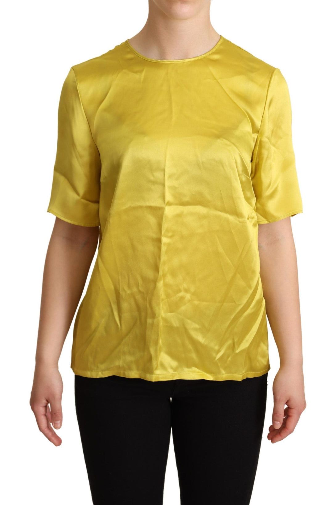 Dolce &amp; Gabbana - Yellow Silk Short Sleeve Blouse T-shirt