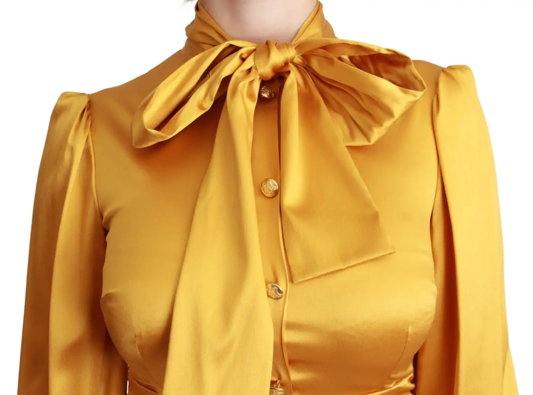 Dolce &amp; Gabbana Yellow Silk Stretch Sheath Bodycon Mini Dress
